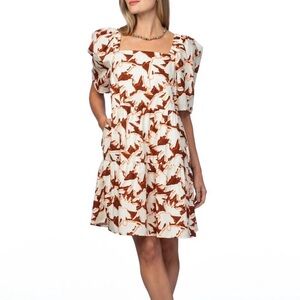 Crosby By Mollie Burch Conor Mini Dress Women's Medium Abstract Orange Brown